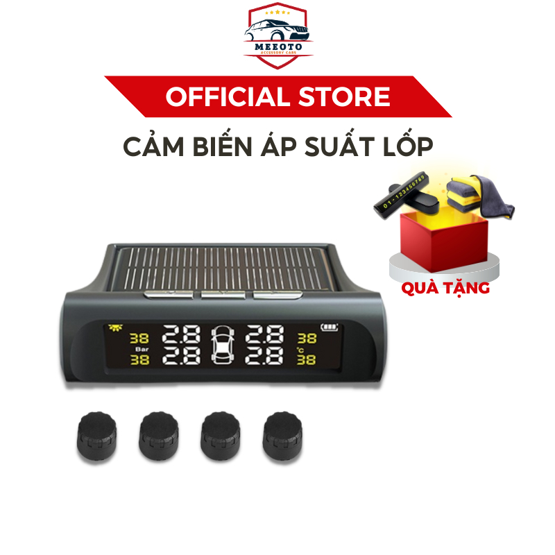 Cảm Biến Áp Suất Lốp Ô Tô MeeOto Gắn Ngoài Cao Cấp Pin Sạc Năng Lượng Mặt Trời Màn Hình LCD Độ Bền 5 Năm Bảo Hành 1 Năm