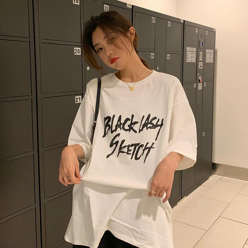 Áo thun trắng unisex nam nữ tay lỡ form rộng T4, áo phông in logo đẹp cam kết giặt phông bong tróc