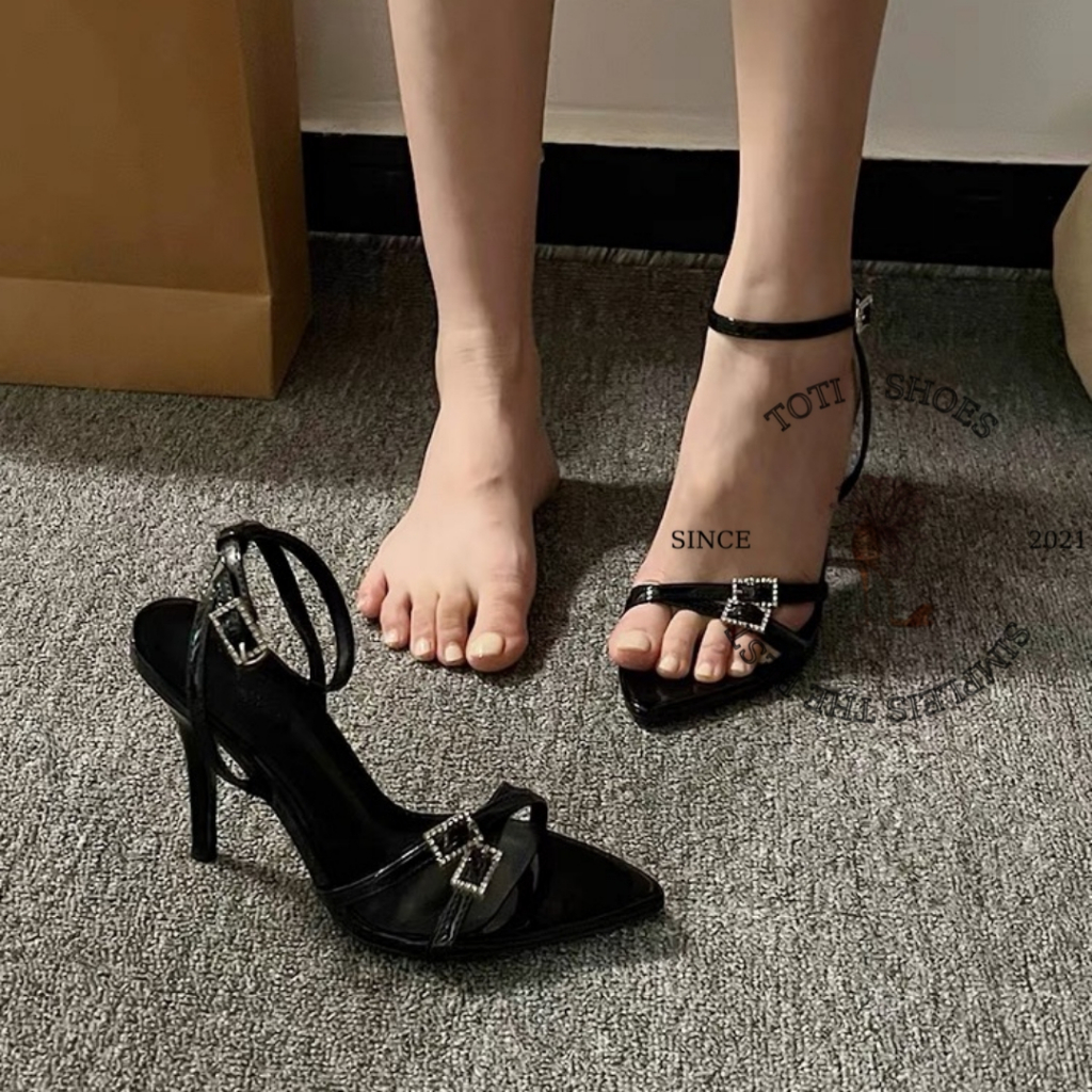 GIÀY CAO GÓT TOTTIE STORE - SANDAL QUAI MẢNH CHÉO QUAI KHÓA ĐÁ PHONG CÁCH THỜI TRANG HIỆN ĐẠI G2304050