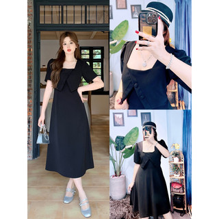 Đầm cổ vuông nút bọc maxi xinh dành cho khách ngoại cỡ từ 60-90 ký