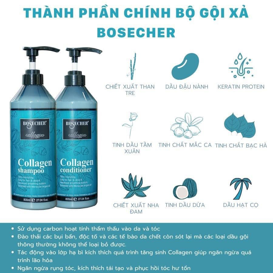 Dầu xả phục hồi tóc hư tổn Bosecher Collagen 800ML