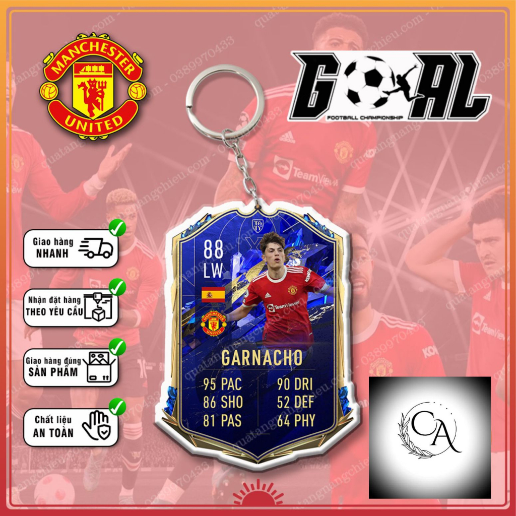 Móc Khóa Garnacho, CLB bóng đá Manchester United ☘️MÓC KHÓA THẺ CẦU THỦ☘️