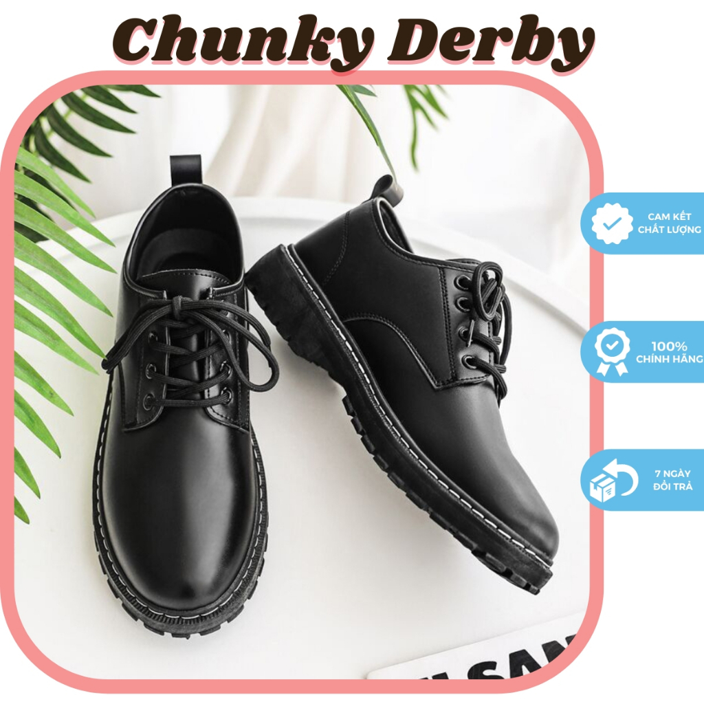 Giày Dr Martens nam phong cách trẻ trung Hàn Quốc, Giày đốc nam trơn da mềm họa tiết chỉ trắng quanh đế cực hot 2023