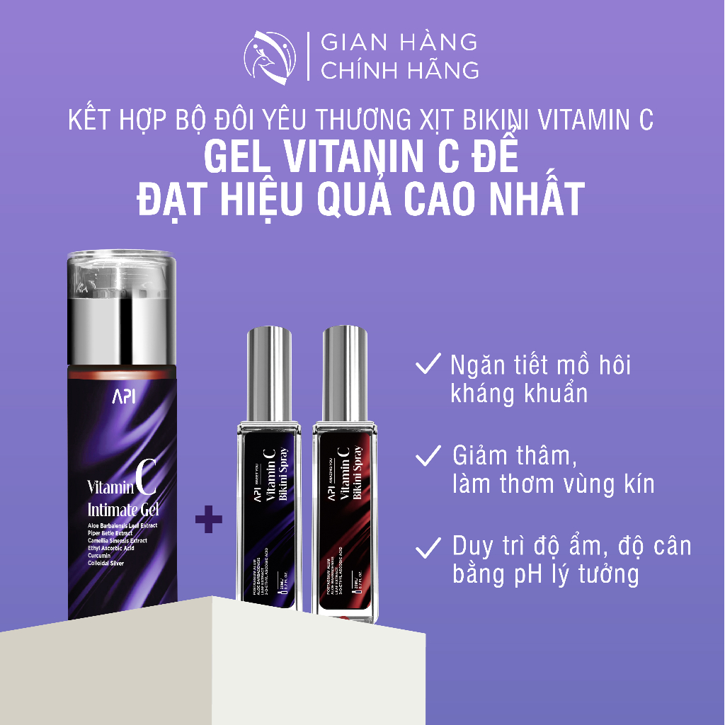 Xịt bikini APi Vitamin C Spray khử mùi vùng kín, xịt thơm và kháng khuẩn, nước hoa vùng kín 20ml