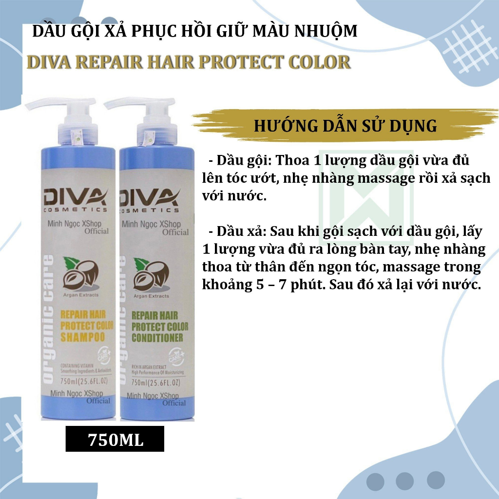 Dầu gội phục hồi giữ màu tóc nhuộm Diva Repair Hair Protect Color 750ML