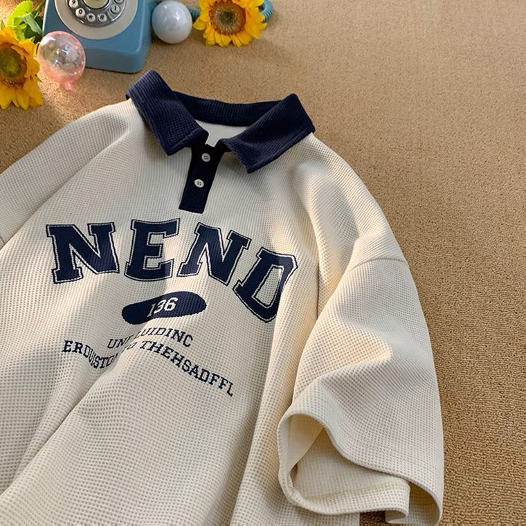 Áo Polo Nam Nữ NEND NAD Unisex - Áo Cổ Bẻ Tay Lỡ Chất Liệu Tổ Ong Dệt Trẻ Trung, Cá Tính, Phong Cách Ulzzang