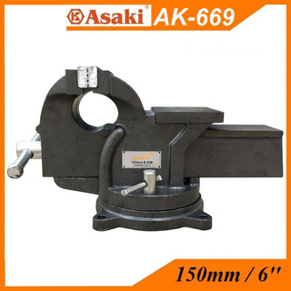 Ê tô nguôi Miệng mở 6"/150mm Asaki AK-669, chân đế xoay 360°