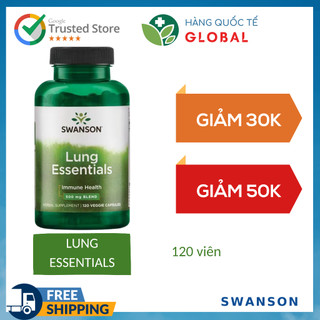 Swanson lung essentials, 120 viên, hỗ trợ sức khỏe hệ hô hấp và miễn dịch cho người lớn