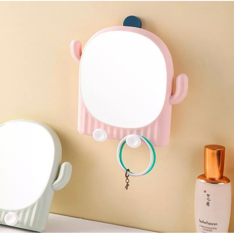 Gương trang điểm để bàn soi di động, có thể treo hình cây xương rồng xinh xắn