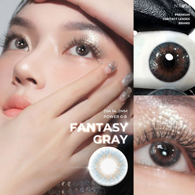 Lens xám tự nhiên có độ cận 0-8 N’Rosa Fantasy Gray chất liệu Silicone Hydrogel cho mắt thở Angel Eyes phân phối