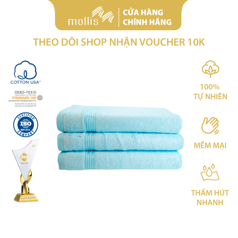 [Mã BMLTA50 giảm đến 50K đơn 99K] Khăn Tắm Mollis Bamboo BMT4 60x120cm Sợi Tre Kháng Khuẩn