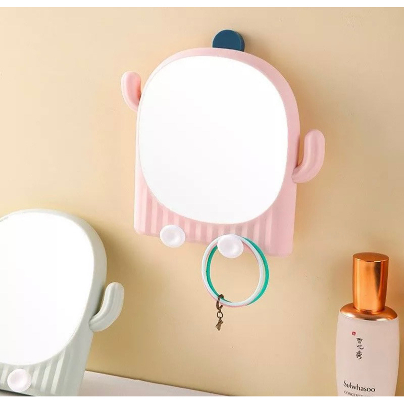 Gương trang điểm để bàn soi di động, có thể treo hình cây xương rồng xinh xắn