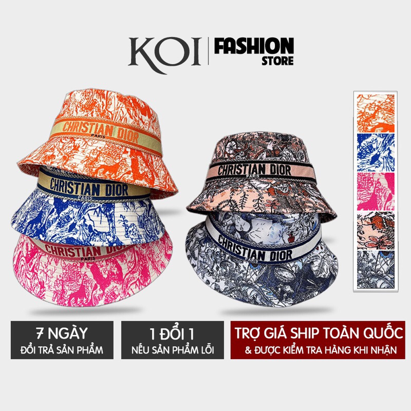 Mũ Bucket DIOR Hoa Cao Cấp, Mũ Vành Thời Trang Hoạ Tiết Hoa Nhiều Màu