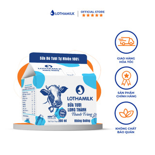 Sữa Tươi Thanh Trùng Lothamilk Không Đường Hộp 200ml