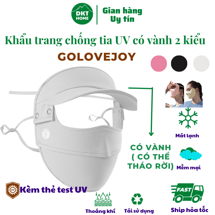 Khẩu Trang Vải Che Mặt Kèm Mũ Chống Tia UV, Chống Bụi Mịn Chất Liệu Vải Mát GLOVEJOY Kèm Thẻ Test UV Nam Nữ đeo đều hợp