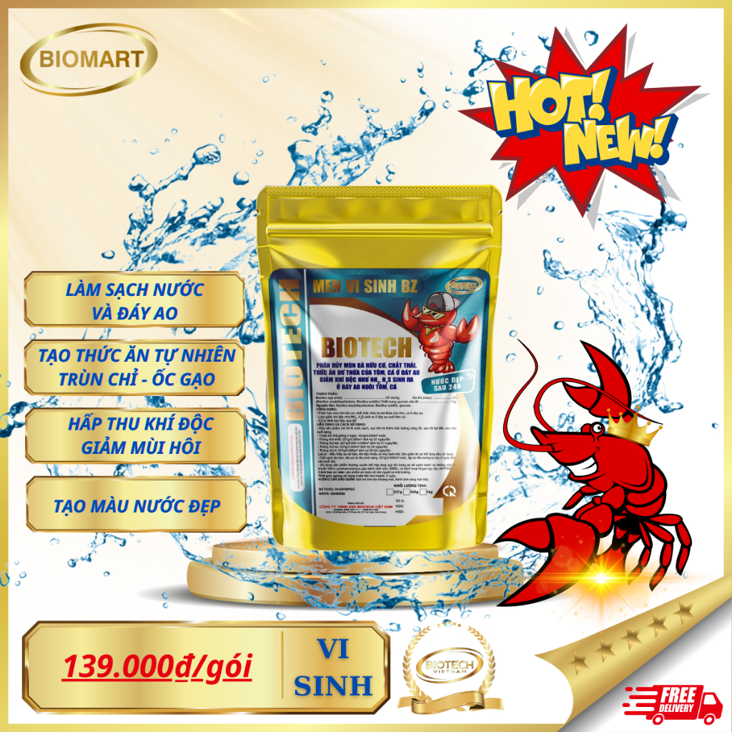 MEN VI SINH BIOTECH - GÂY MÀU TRÀ - TẠO THỨC ĂN TỰ NHIÊN SỐ 1 CHO VUÔNG QUẢNG CANH
