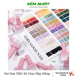 Set Sơn VERY GOOD NAIL CHAI HỒNG 44 Màu - Tặng bảng màu + base và top