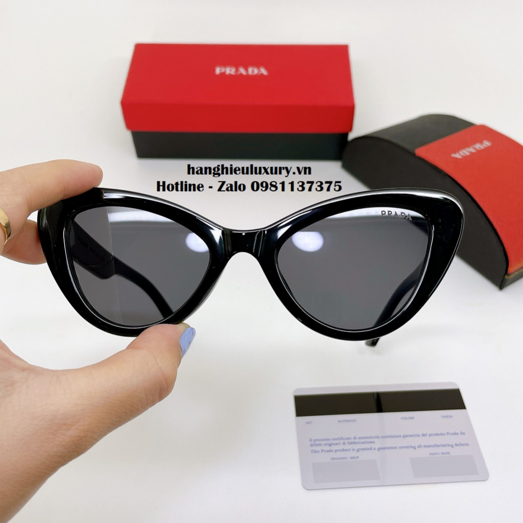 Kính Mát Nữ Màu Đen Mắt Mèo Cao Cấp Full Box PRD 20265