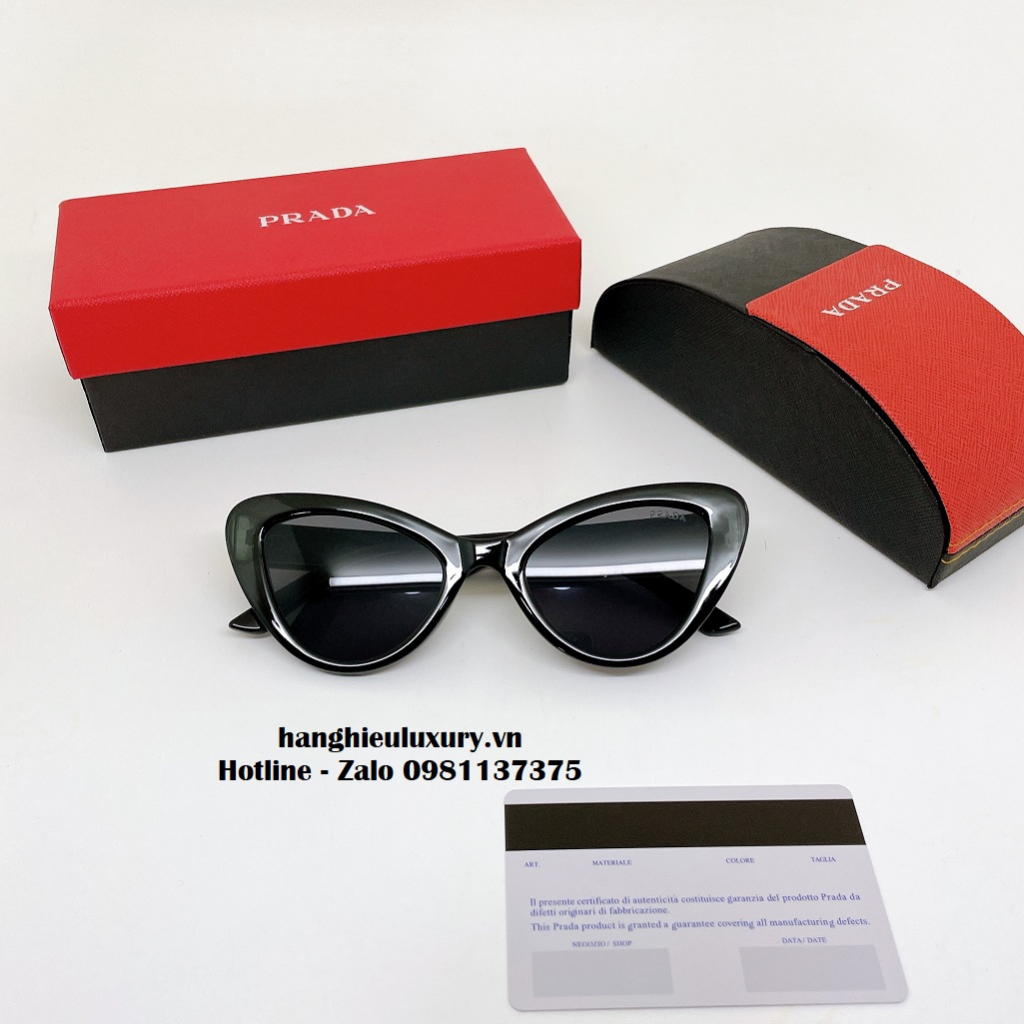 Kính Mát Nữ Màu Đen Mắt Mèo Cao Cấp Full Box PRD 20265