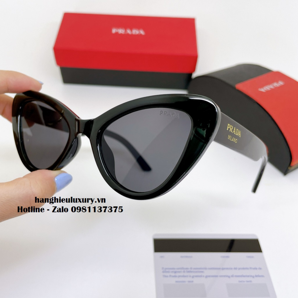 Kính Mát Nữ Màu Đen Mắt Mèo Cao Cấp Full Box PRD 20265