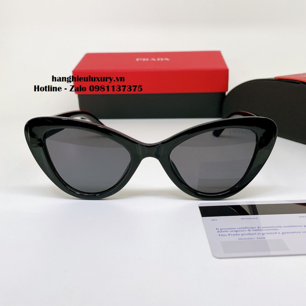 Kính Mát Nữ Màu Đen Mắt Mèo Cao Cấp Full Box PRD 20265
