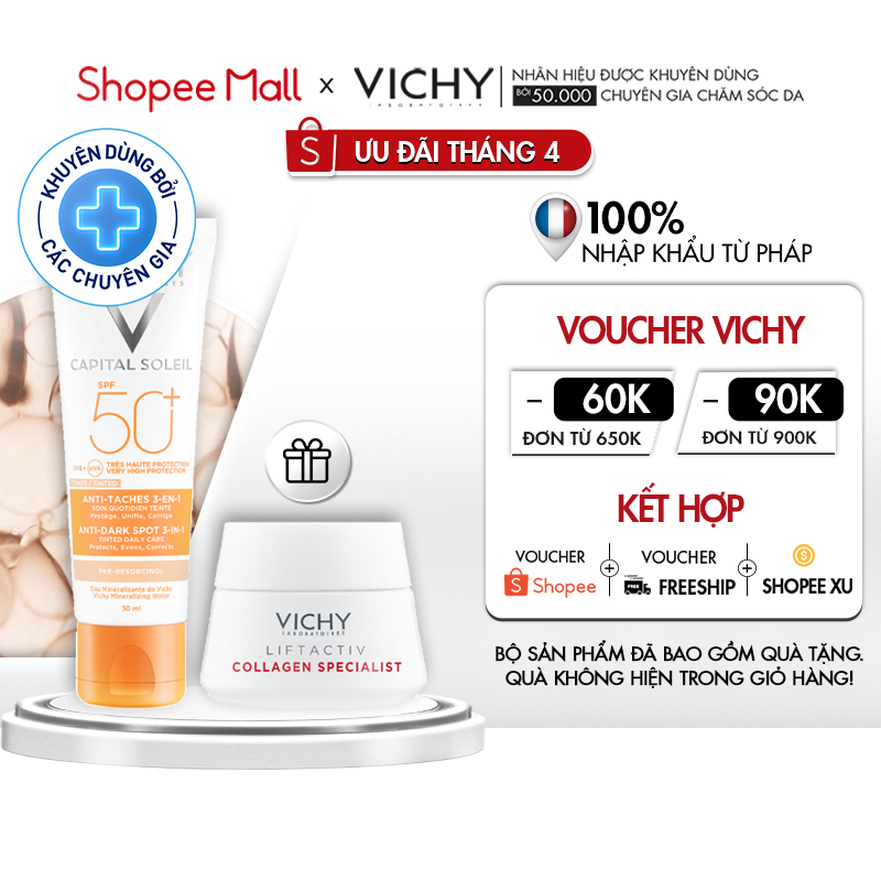 Bộ sản phẩm dưỡng da, ngừa lão hoá và chống nắng cho da thâm nám Vichy Capital Soleil Anti Darkspot