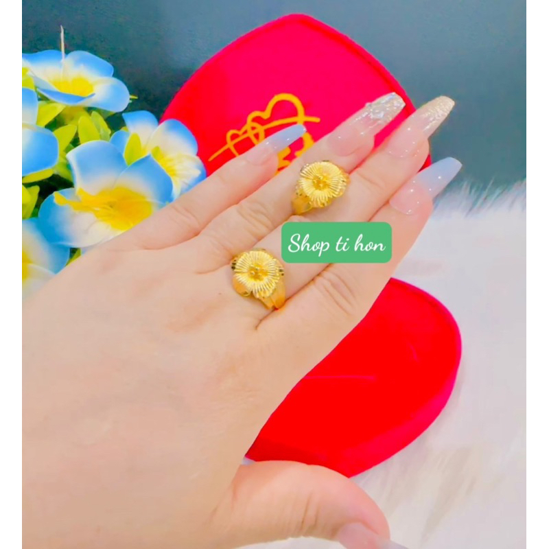 Nhẫn hoa dát vàng 24 cao cấp mẫu mới về