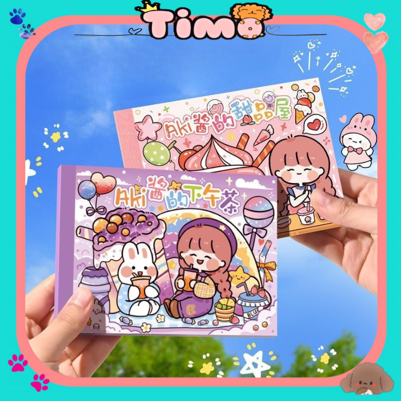 Sổ Hình Dán Sticker Cute Dán Mũ Bảo Hiểm Anime 50 Tờ Timo ST42