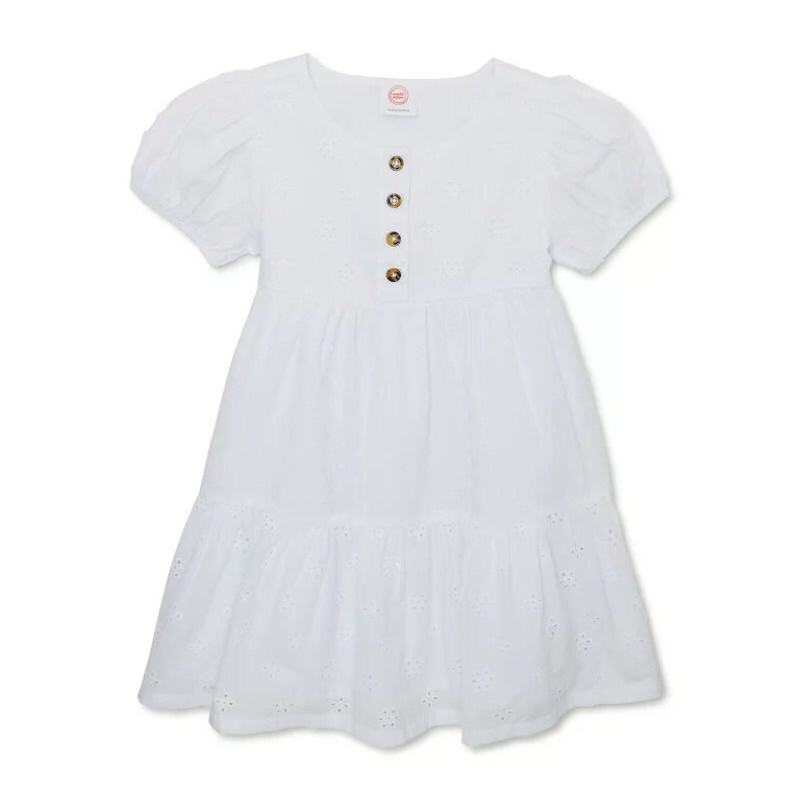 Váy,đầm hè khuy ngực tay bồng cho bé gái hàng xuất dư xịn