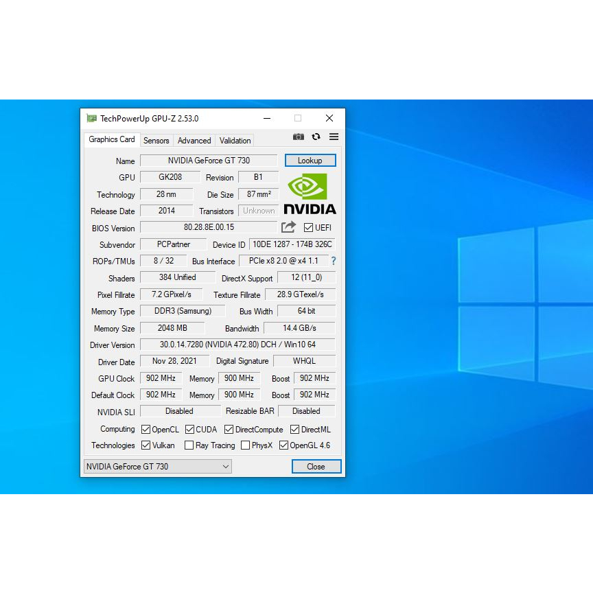 Card Màn Hình GT730 2G D3 Low Profile. VGA bo lùn GT 730 cũ, card đồ hoạ gt730 tháo máy