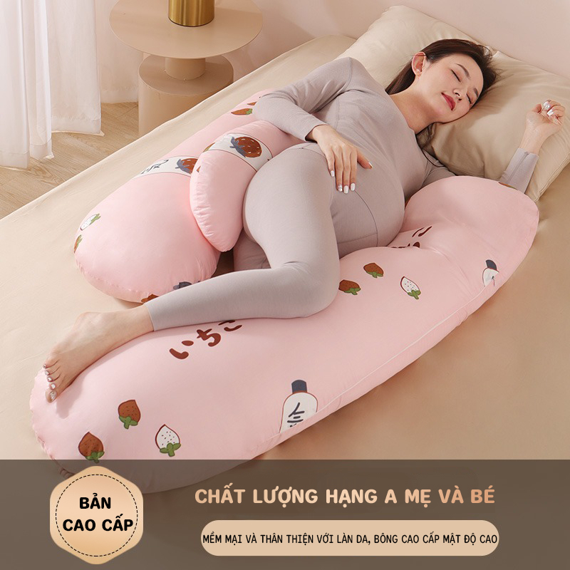 Gối Ôm Chữ H Bà Bầu Cao Cấp Vải Hàn Quốc 100% cotton Mềm Mịn Thoáng Mát