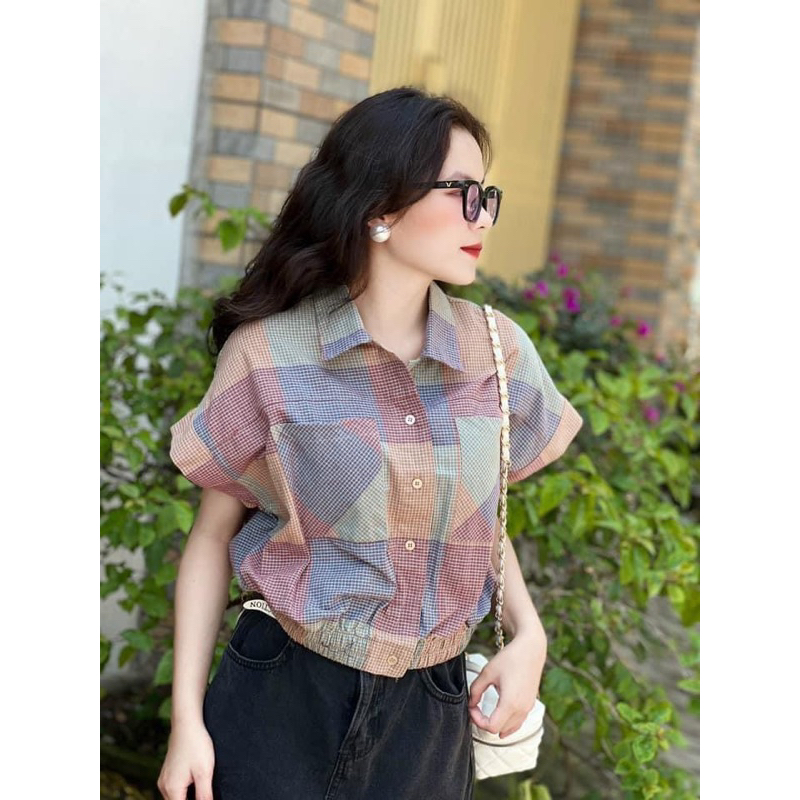 Áo SơMi Croptop Lai Bo Cực Xinh