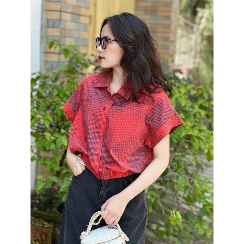 Áo SơMi Croptop Lai Bo Cực Xinh