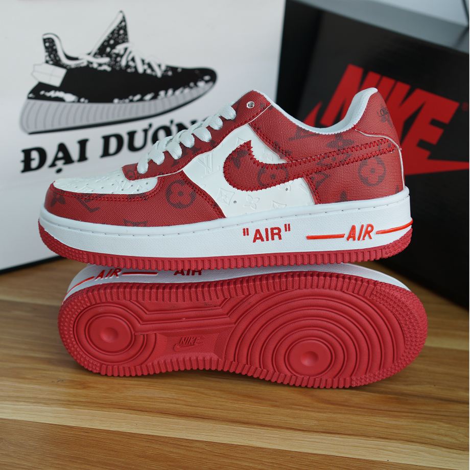 Giày thể thao AF1 Nâu LV, Giày Air Force 1 Low Louis Vuitton Monogram Brown Cao Cấp Nam Nữ Full Box Bill