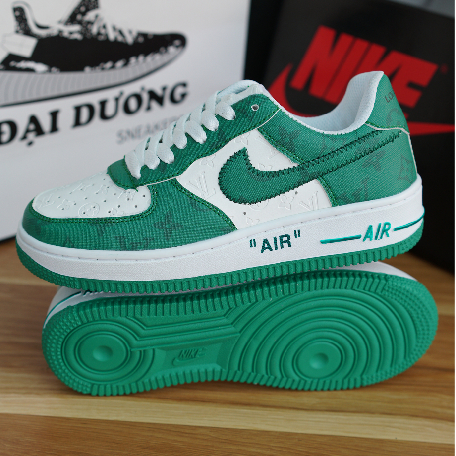 Giày thể thao AF1 Nâu LV, Giày Air Force 1 Low Louis Vuitton Monogram Brown Cao Cấp Nam Nữ Full Box Bill
