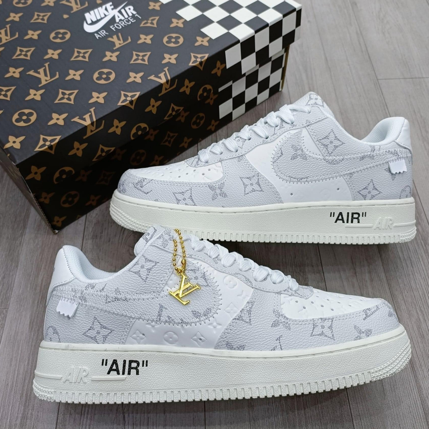 Giày thể thao AF1 Nâu LV, Giày Air Force 1 Low Louis Vuitton Monogram Brown Cao Cấp Nam Nữ Full Box Bill