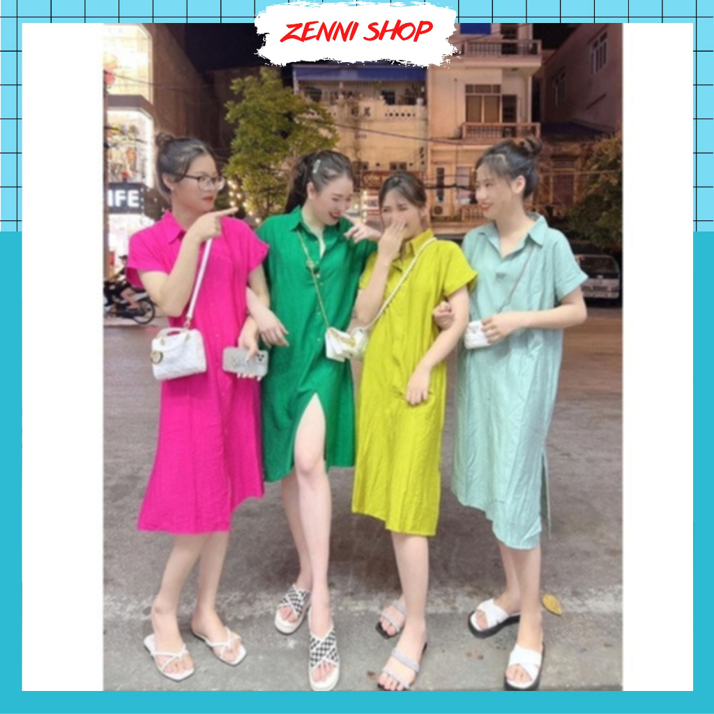 Váy Đũi Xước, Đầm Sơ Mi Nữ Form Rộng Chất Đũi Nhiều Màu Mềm Mát, Mặc Đi Biển Dạo Phố, Mùa Hè Siêu Xinh.