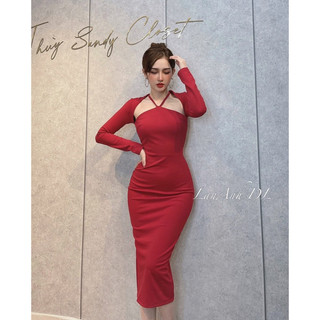 VÁY BODY ĐỎ YẾM KÈM KHOÁC - ảnh thật