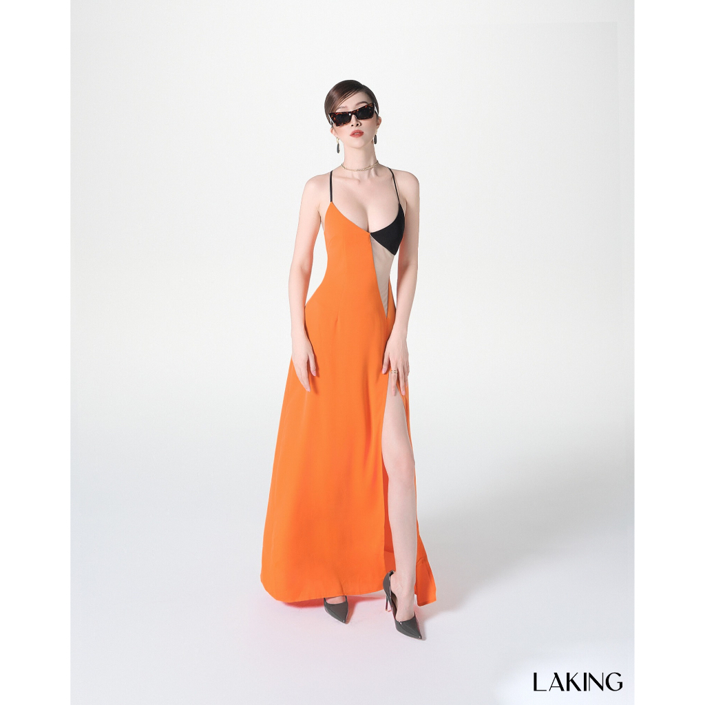 LAKING - Đầm hai dây xoè phối lưới