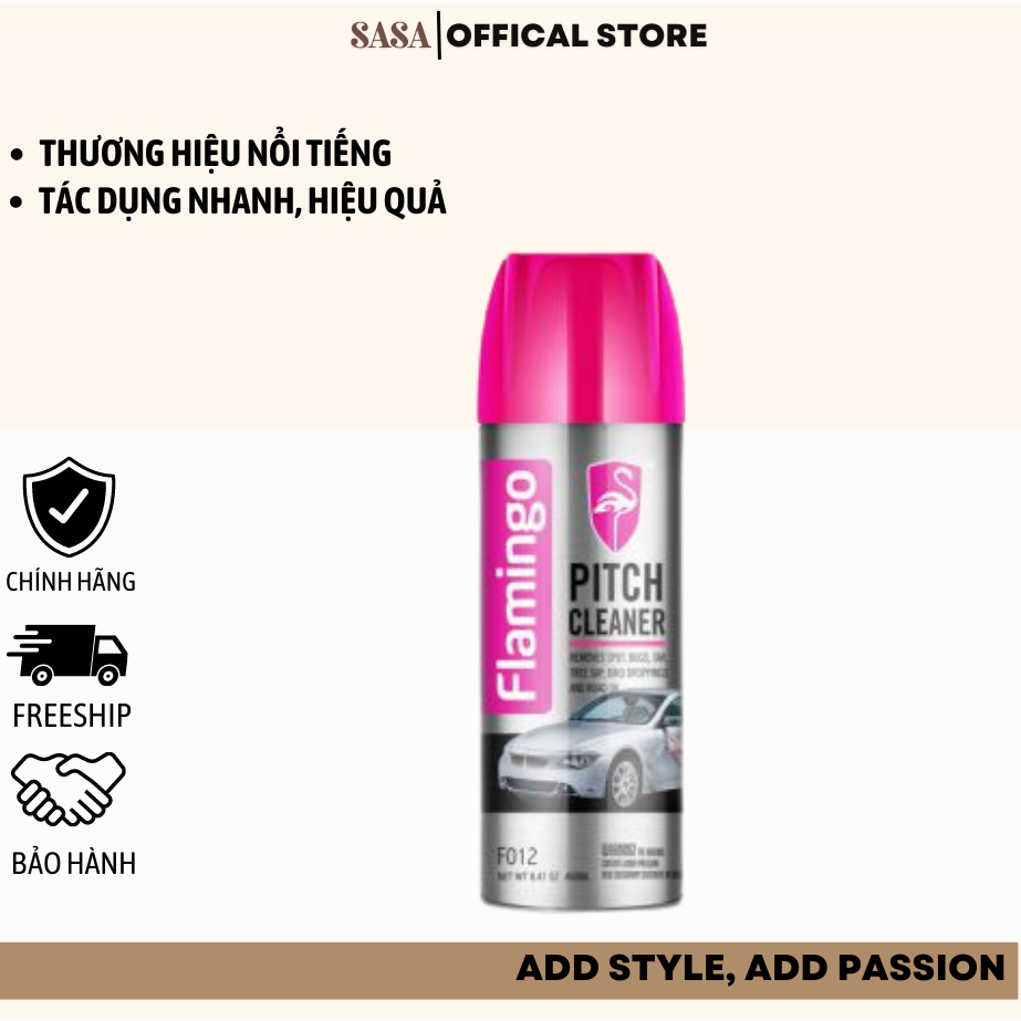 Bình Xịt Tẩy Nhựa Đường Flamingo F012 450ml - Sáng Bóng Như Mới - Hãng Phân Phối Chính Thức