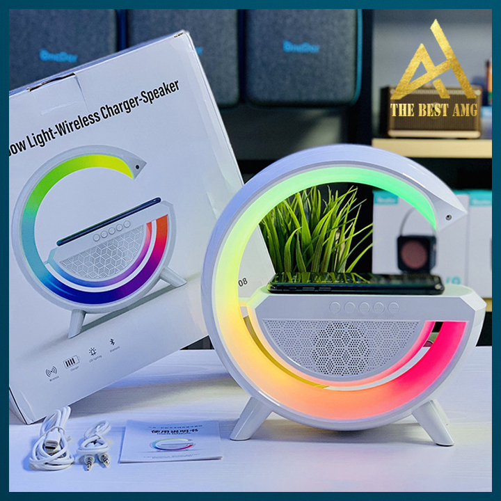 Loa Bluetooth Chữ G Kiêm Sạc Không Dây, Đèn Ngủ LED RGB BT2301 Trang Trí Decor Bàn Làm Việc