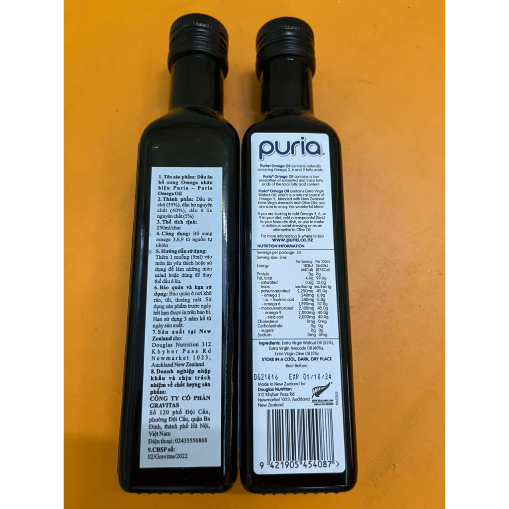 Dầu Puria Omega 3 -6-9 Hạt Óc Chó, Bơ Và Dầu Oliu - Nhập Khẩu Newzealand