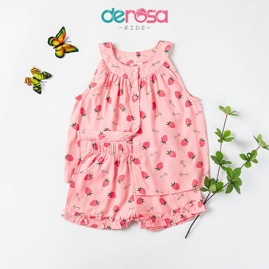 Bộ quần áo sát nách bé gái DEROSA KIDS từ 1 đến 5 tuổi 446-822B
