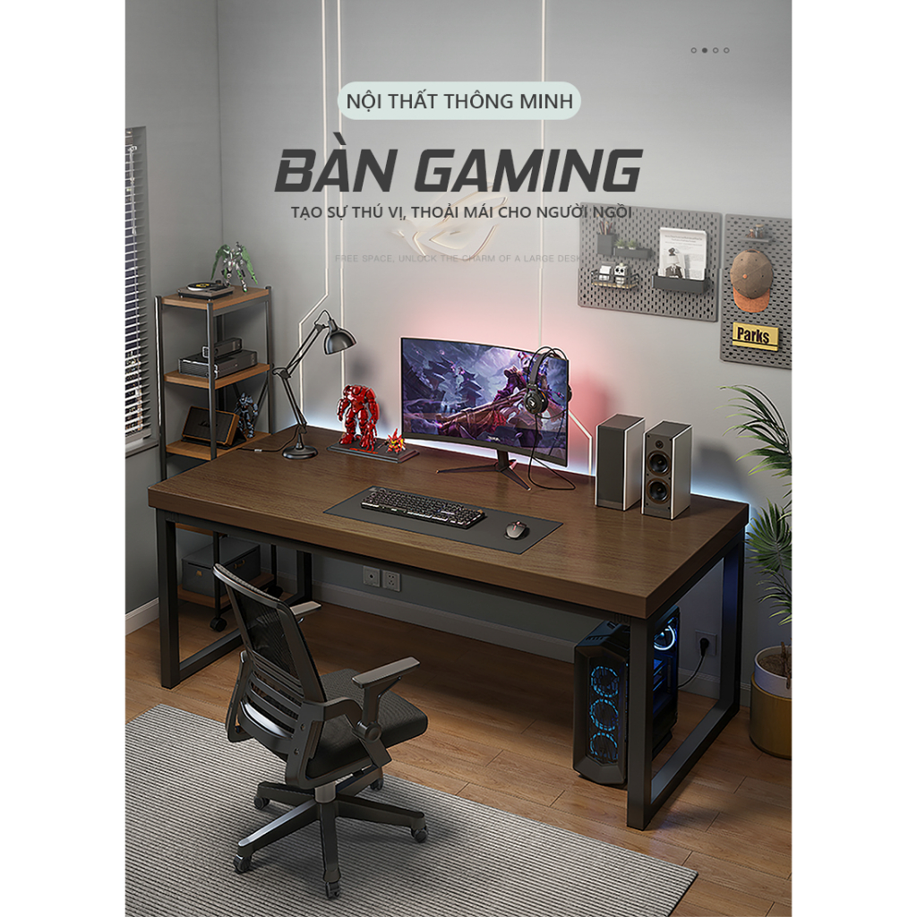 Bàn làm việc mặt gỗ 25mm thiết kế chân sắt hộp thương hiệu MEIR FURNITURE - GM66