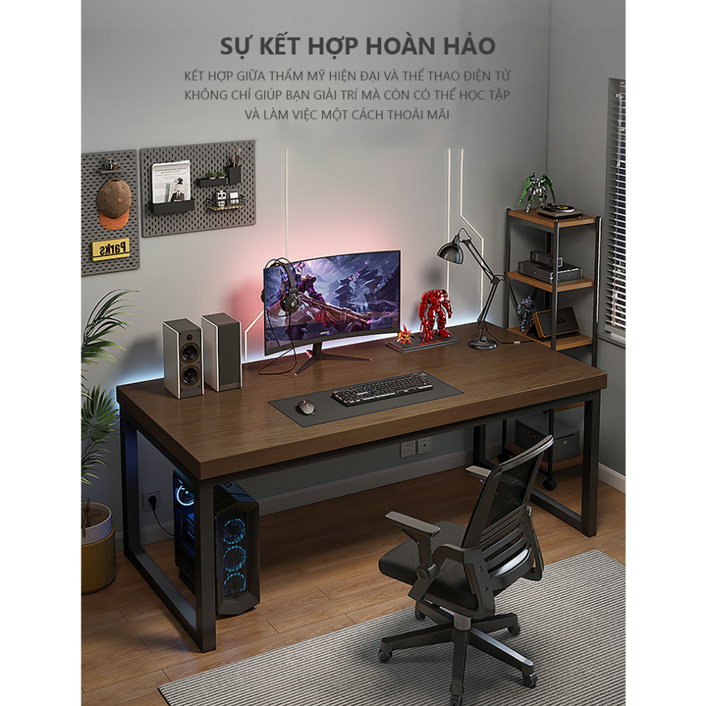 Bàn làm việc mặt gỗ 25mm thiết kế chân sắt hộp thương hiệu MEIR FURNITURE - GM66