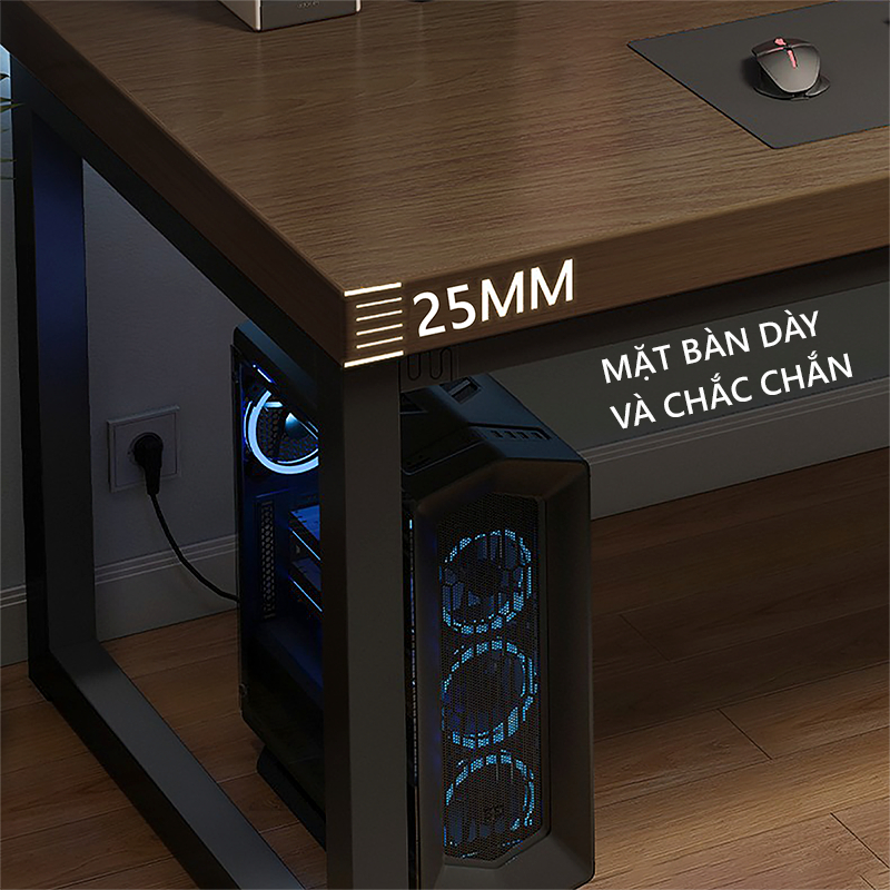Bàn làm việc mặt gỗ 25mm thiết kế chân sắt hộp thương hiệu MEIR FURNITURE - GM66