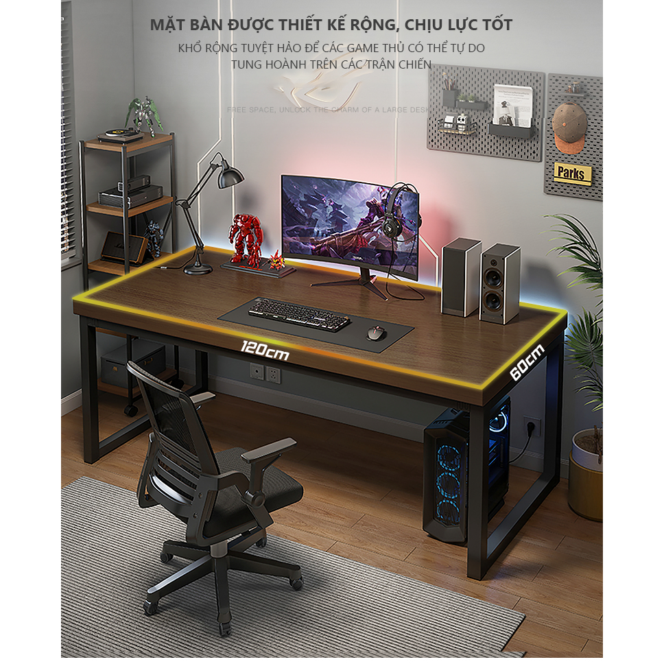 Bàn làm việc mặt gỗ 25mm thiết kế chân sắt hộp thương hiệu MEIR FURNITURE - GM66