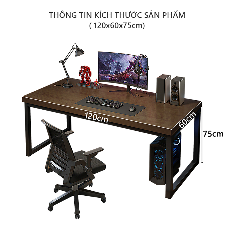 Bàn làm việc mặt gỗ 25mm thiết kế chân sắt hộp thương hiệu MEIR FURNITURE - GM66
