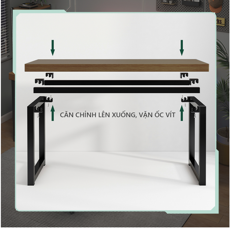 Bàn làm việc mặt gỗ 25mm thiết kế chân sắt hộp thương hiệu MEIR FURNITURE - GM66