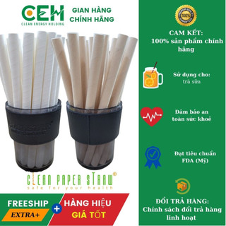 Túi 100 ống hút giấy clean paper straw, phi 12, dùng cho trà sữa, an toàn sức khoẻ, bảo vệ môi trường